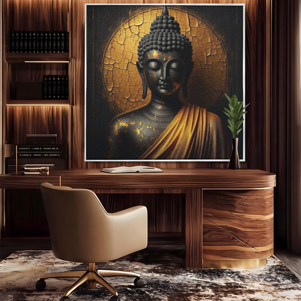 Tablou Canvas Premium LuxCanva® I131, Iluminarea Tacuta, Buddha, Zen, Spiritualitate, Meditatie, Armonie, Iluminare, Echilibru, Gold, Cadou Simbolic, Living, Dormitor