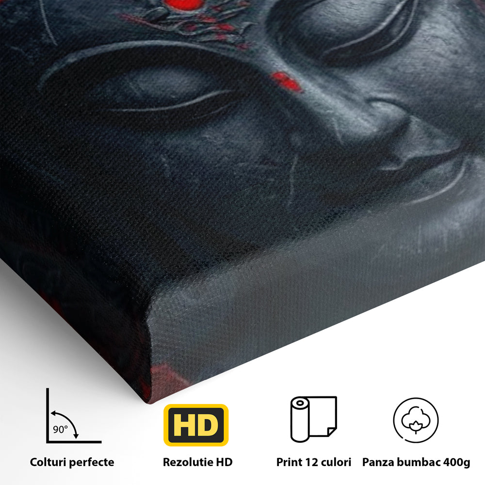 Leinwand Leinwand Wandkunst Premium LuxCanva® I132, Weisheit Blumen, Buddha, Zen, Spiritualität, Balance, Tiefe, Energie, Blumen, Krone, Nacht, Rot, Wohnen, Schlafzimmer