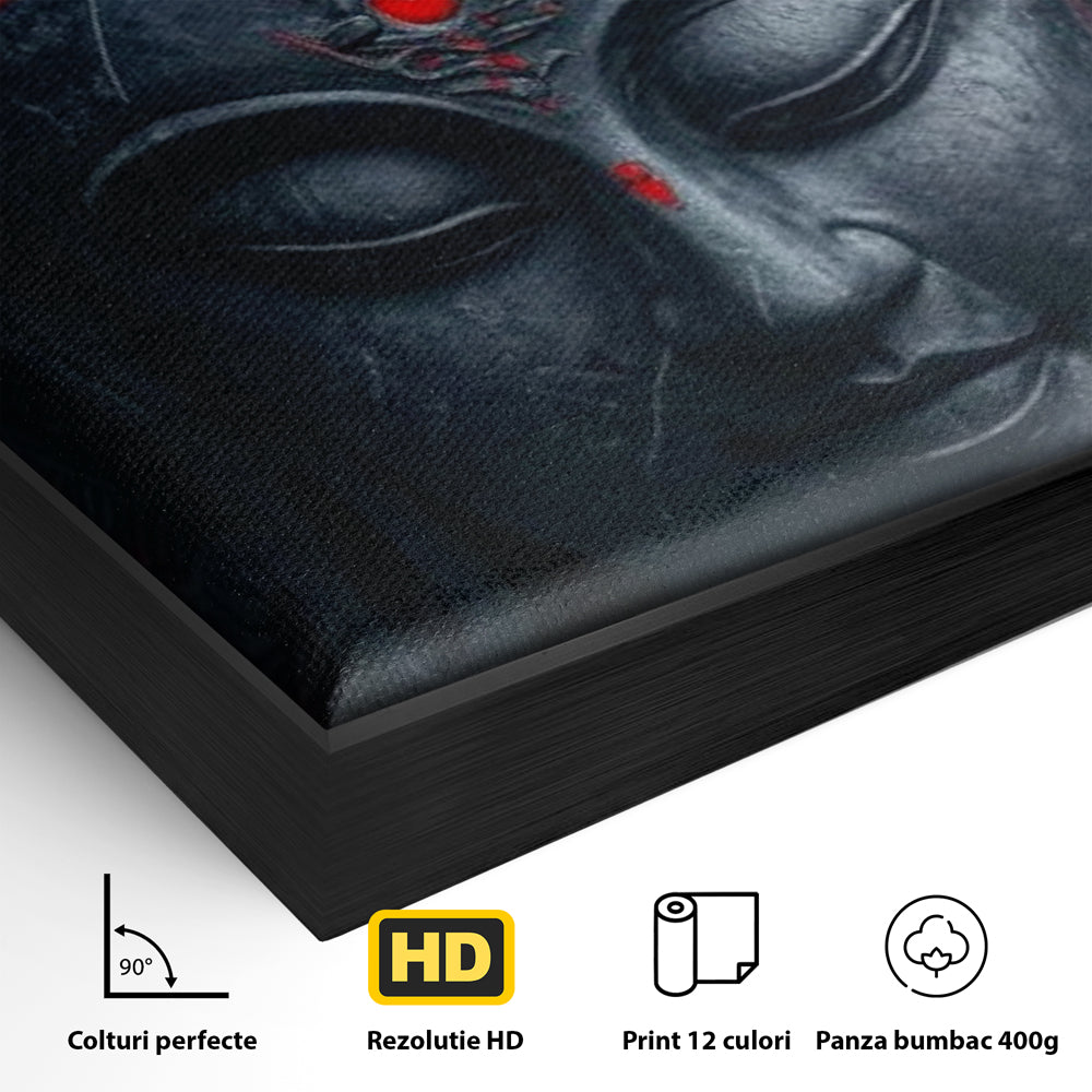 Leinwand Leinwand Wandkunst Premium LuxCanva® I132, Weisheit Blumen, Buddha, Zen, Spiritualität, Balance, Tiefe, Energie, Blumen, Krone, Nacht, Rot, Wohnen, Schlafzimmer