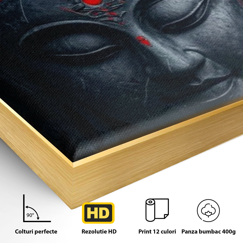 Leinwand Leinwand Wandkunst Premium LuxCanva® I132, Weisheit Blumen, Buddha, Zen, Spiritualität, Balance, Tiefe, Energie, Blumen, Krone, Nacht, Rot, Wohnen, Schlafzimmer