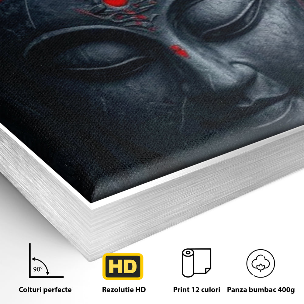 Leinwand Leinwand Wandkunst Premium LuxCanva® I132, Weisheit Blumen, Buddha, Zen, Spiritualität, Balance, Tiefe, Energie, Blumen, Krone, Nacht, Rot, Wohnen, Schlafzimmer