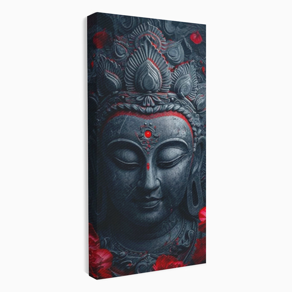 Leinwand Leinwand Wandkunst Premium LuxCanva® I132, Weisheit Blumen, Buddha, Zen, Spiritualität, Balance, Tiefe, Energie, Blumen, Krone, Nacht, Rot, Wohnen, Schlafzimmer