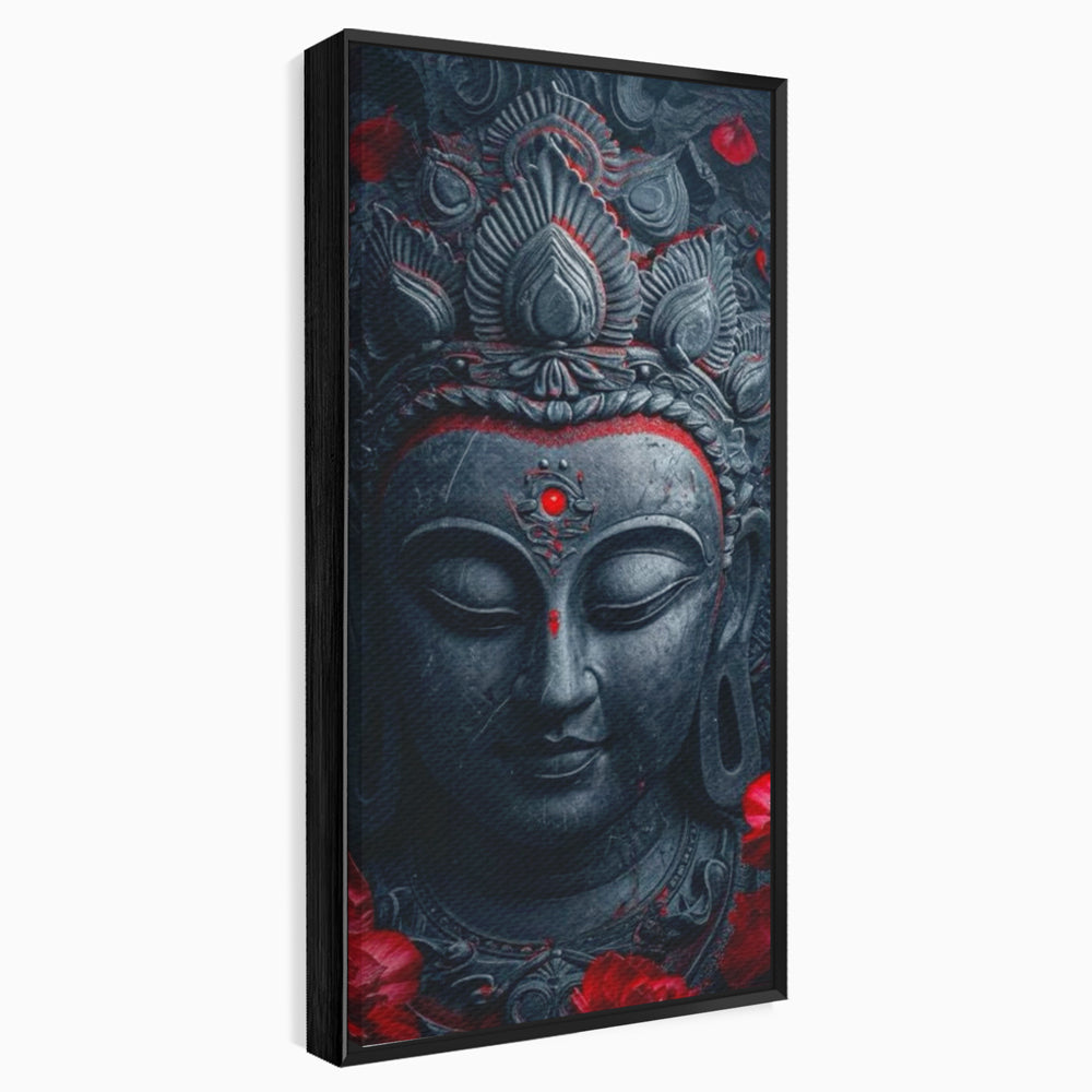 Leinwand Leinwand Wandkunst Premium LuxCanva® I132, Weisheit Blumen, Buddha, Zen, Spiritualität, Balance, Tiefe, Energie, Blumen, Krone, Nacht, Rot, Wohnen, Schlafzimmer
