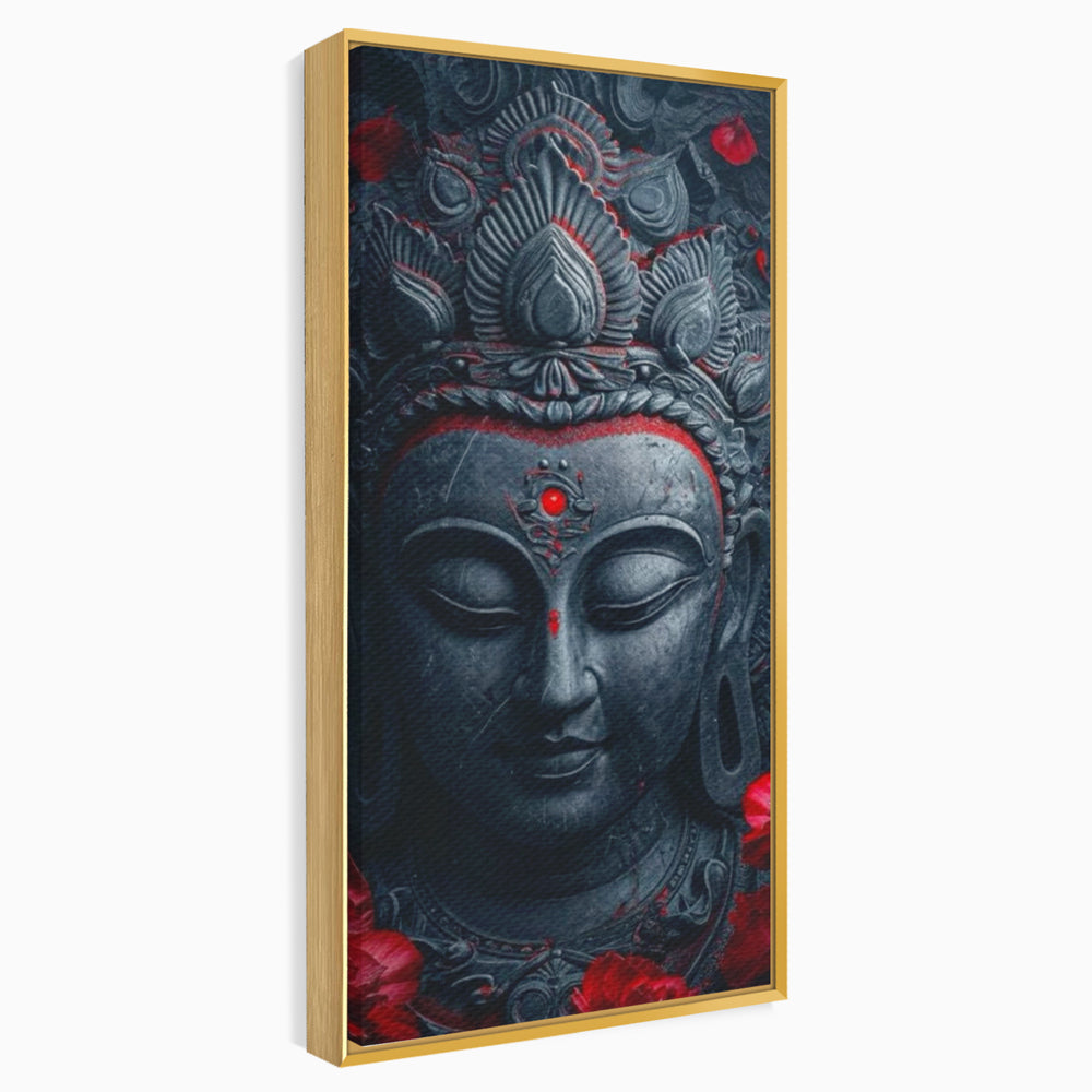 Leinwand Leinwand Wandkunst Premium LuxCanva® I132, Weisheit Blumen, Buddha, Zen, Spiritualität, Balance, Tiefe, Energie, Blumen, Krone, Nacht, Rot, Wohnen, Schlafzimmer