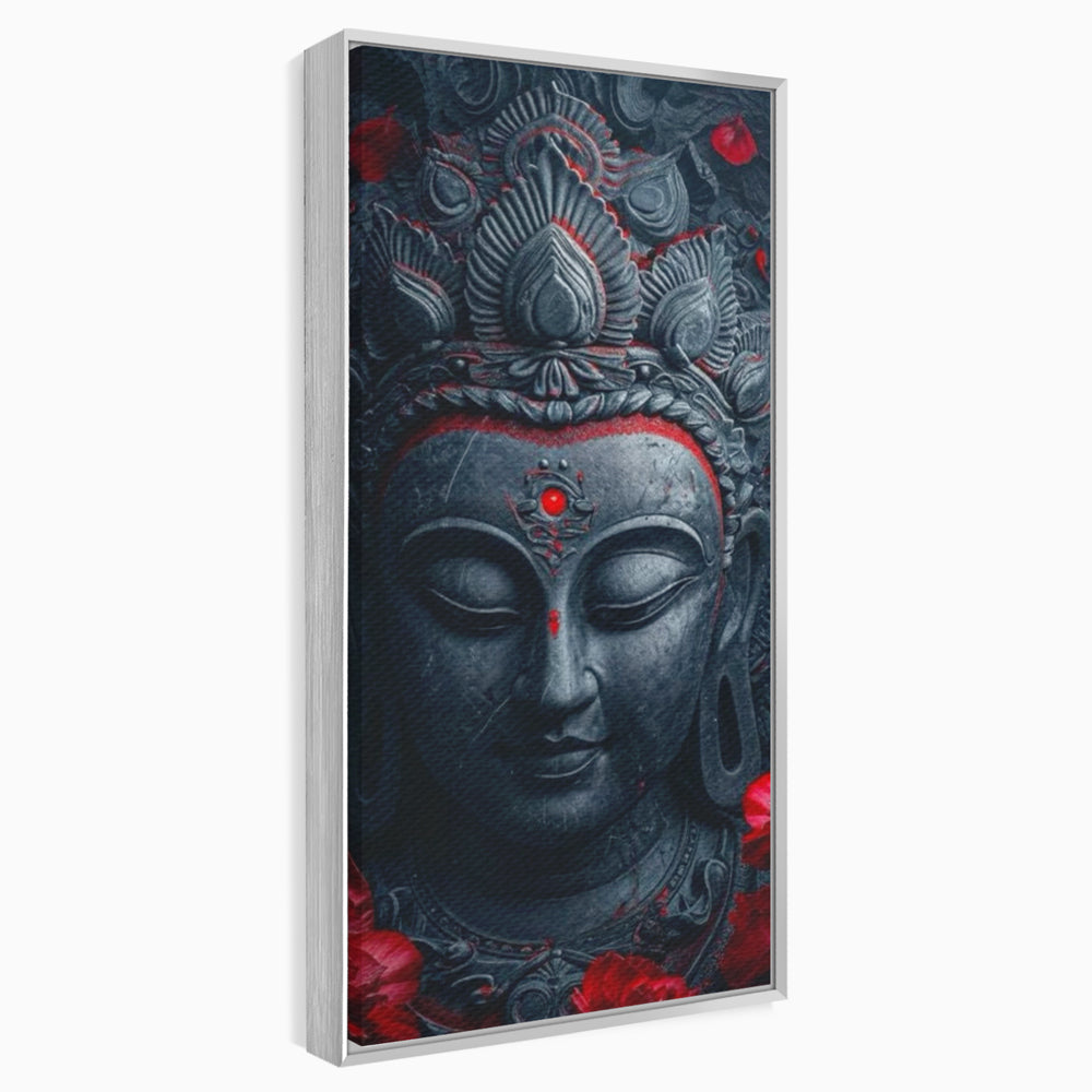 Leinwand Leinwand Wandkunst Premium LuxCanva® I132, Weisheit Blumen, Buddha, Zen, Spiritualität, Balance, Tiefe, Energie, Blumen, Krone, Nacht, Rot, Wohnen, Schlafzimmer
