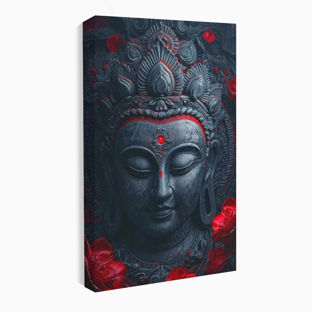Leinwand Leinwand Wandkunst Premium LuxCanva® I132, Weisheit Blumen, Buddha, Zen, Spiritualität, Balance, Tiefe, Energie, Blumen, Krone, Nacht, Rot, Wohnen, Schlafzimmer