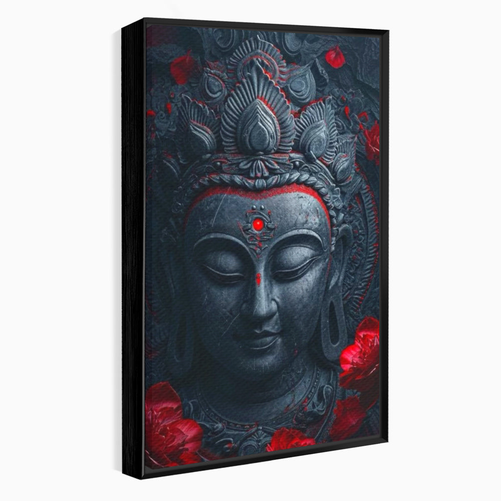Leinwand Leinwand Wandkunst Premium LuxCanva® I132, Weisheit Blumen, Buddha, Zen, Spiritualität, Balance, Tiefe, Energie, Blumen, Krone, Nacht, Rot, Wohnen, Schlafzimmer