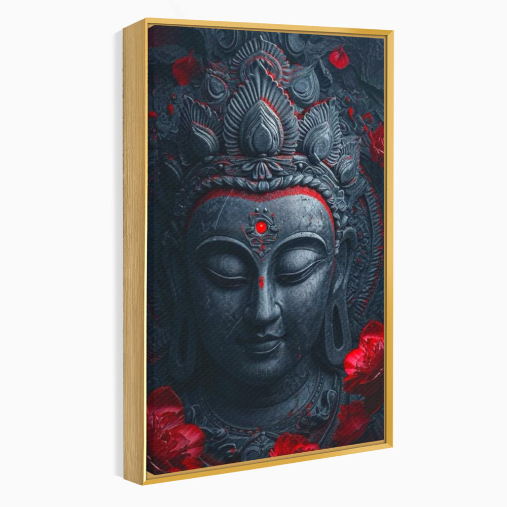 Leinwand Leinwand Wandkunst Premium LuxCanva® I132, Weisheit Blumen, Buddha, Zen, Spiritualität, Balance, Tiefe, Energie, Blumen, Krone, Nacht, Rot, Wohnen, Schlafzimmer