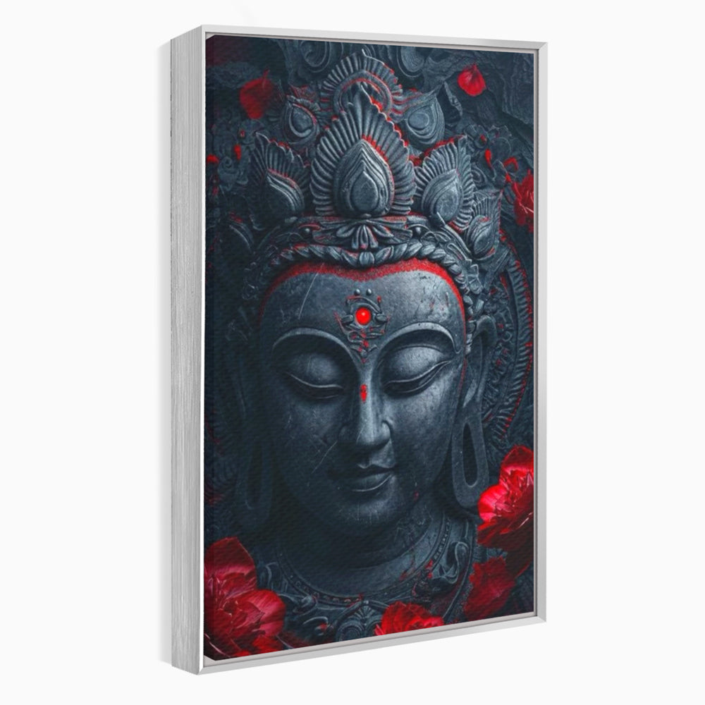 Leinwand Leinwand Wandkunst Premium LuxCanva® I132, Weisheit Blumen, Buddha, Zen, Spiritualität, Balance, Tiefe, Energie, Blumen, Krone, Nacht, Rot, Wohnen, Schlafzimmer