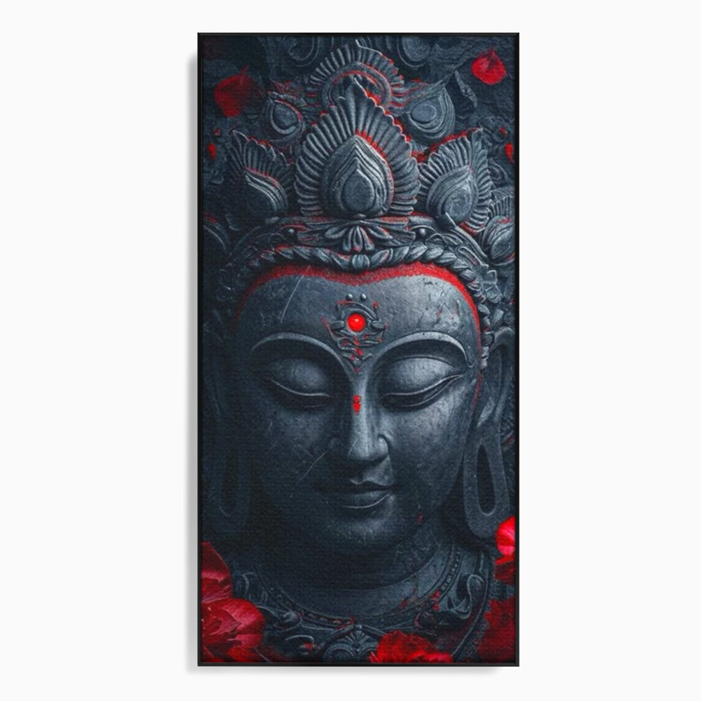 Leinwand Leinwand Wandkunst Premium LuxCanva® I132, Weisheit Blumen, Buddha, Zen, Spiritualität, Balance, Tiefe, Energie, Blumen, Krone, Nacht, Rot, Wohnen, Schlafzimmer