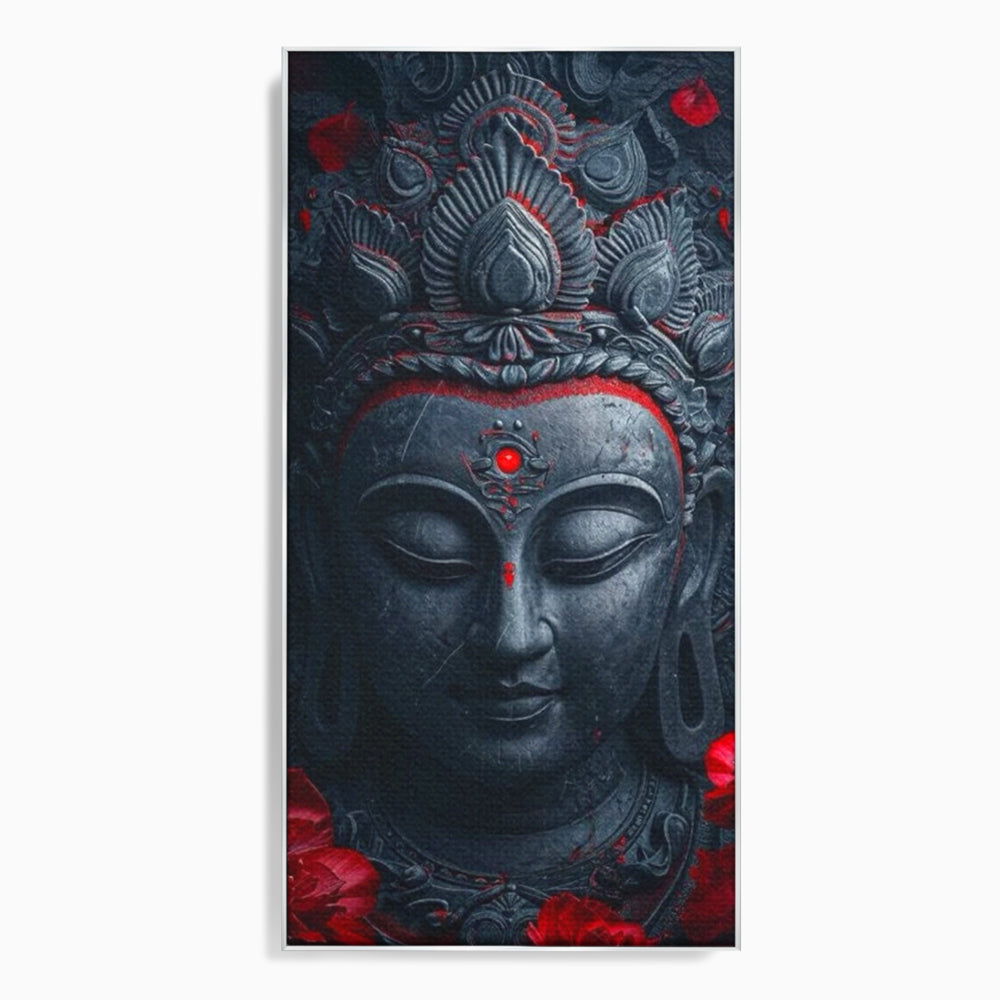 Leinwand Leinwand Wandkunst Premium LuxCanva® I132, Weisheit Blumen, Buddha, Zen, Spiritualität, Balance, Tiefe, Energie, Blumen, Krone, Nacht, Rot, Wohnen, Schlafzimmer