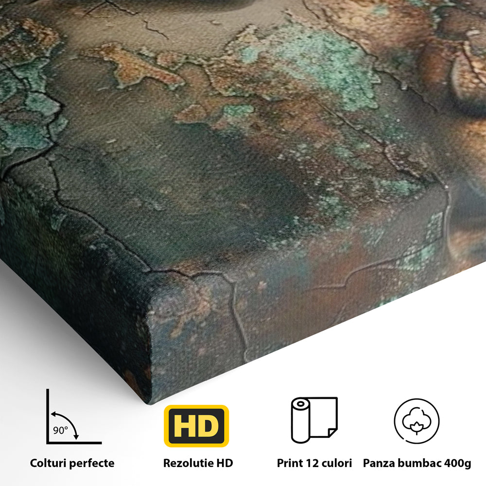 Leinwandbilder Premium LuxCanva® I133, Reflexion in der Ruine, Buddha, Zen, Meditation, Profil, Wiedergeburt, Transformation, Kontemplation, Tiefe Ruhe, Risse, Wohnen, Schlafzimmer