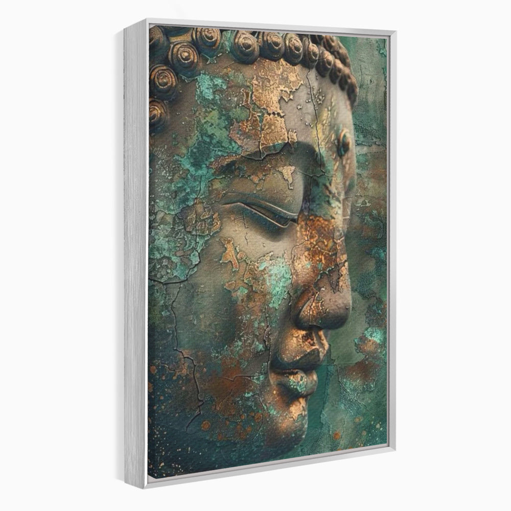 Leinwandbilder Premium LuxCanva® I133, Reflexion in der Ruine, Buddha, Zen, Meditation, Profil, Wiedergeburt, Transformation, Kontemplation, Tiefe Ruhe, Risse, Wohnen, Schlafzimmer