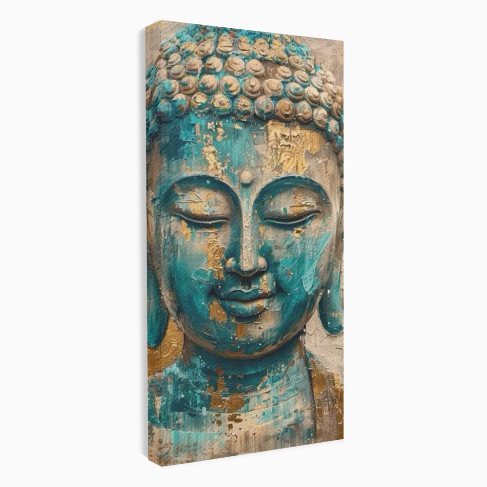 Leinwand Leinwand Wandkunst Premium LuxCanva® I134, Türkis Geist, Buddha, Zen, Meditation, Ruhe, Harmonie, Mystik, Emotion, innerer Frieden, Wiedergeburt, Malerei, Kunst, Wohnen, Schlafzimmer