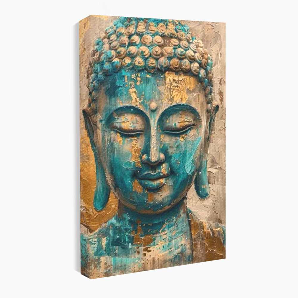 Leinwand Leinwand Wandkunst Premium LuxCanva® I134, Türkis Geist, Buddha, Zen, Meditation, Ruhe, Harmonie, Mystik, Emotion, innerer Frieden, Wiedergeburt, Malerei, Kunst, Wohnen, Schlafzimmer