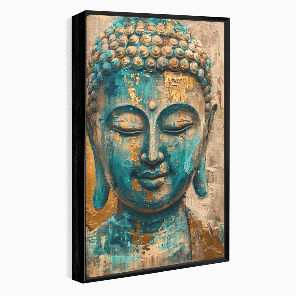 Leinwand Leinwand Wandkunst Premium LuxCanva® I134, Türkis Geist, Buddha, Zen, Meditation, Ruhe, Harmonie, Mystik, Emotion, innerer Frieden, Wiedergeburt, Malerei, Kunst, Wohnen, Schlafzimmer