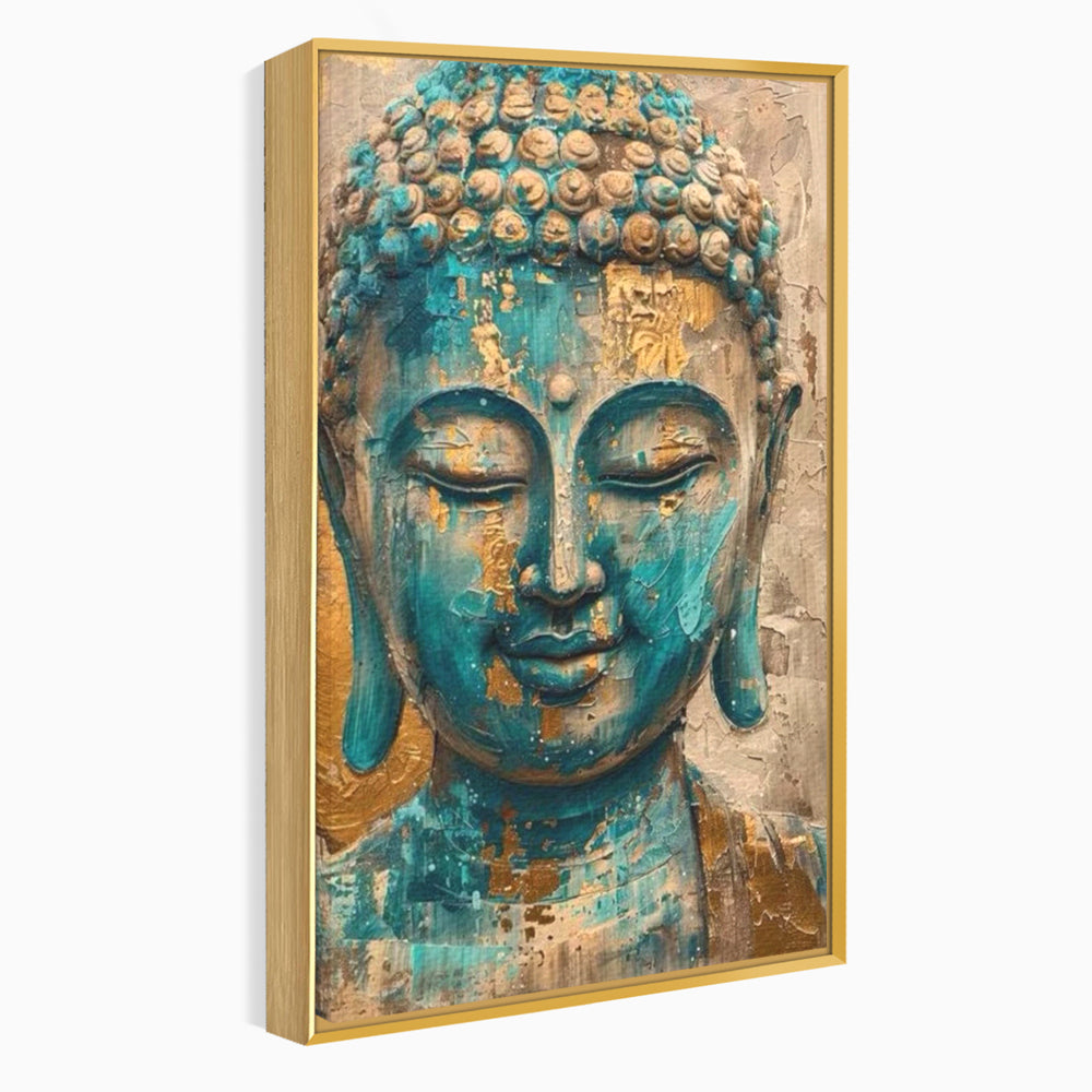 Leinwand Leinwand Wandkunst Premium LuxCanva® I134, Türkis Geist, Buddha, Zen, Meditation, Ruhe, Harmonie, Mystik, Emotion, innerer Frieden, Wiedergeburt, Malerei, Kunst, Wohnen, Schlafzimmer