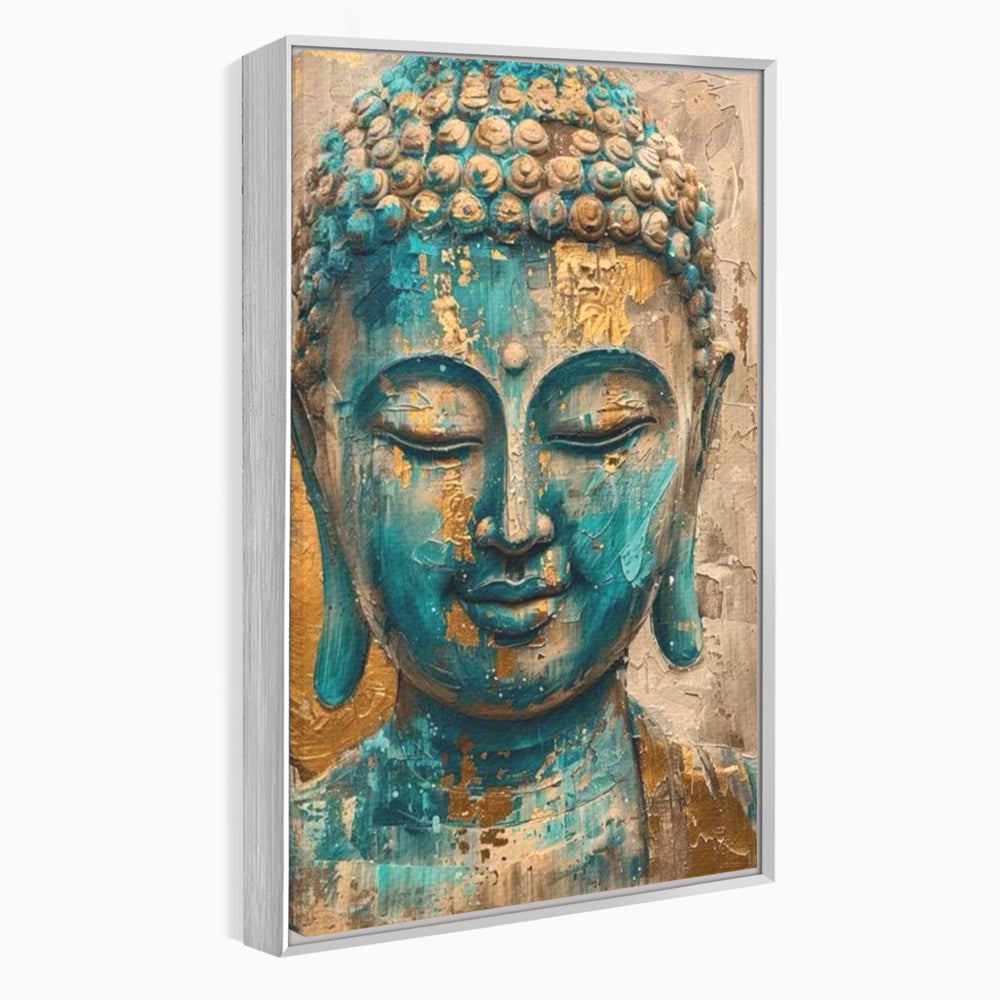 Leinwand Leinwand Wandkunst Premium LuxCanva® I134, Türkis Geist, Buddha, Zen, Meditation, Ruhe, Harmonie, Mystik, Emotion, innerer Frieden, Wiedergeburt, Malerei, Kunst, Wohnen, Schlafzimmer
