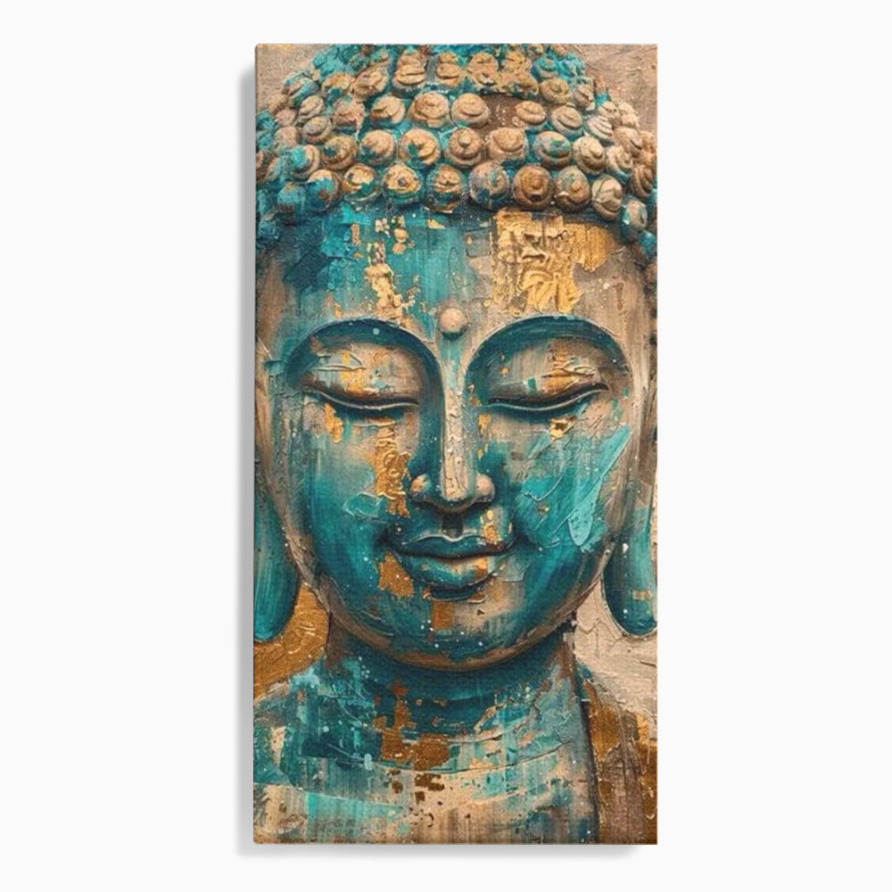 Leinwand Leinwand Wandkunst Premium LuxCanva® I134, Türkis Geist, Buddha, Zen, Meditation, Ruhe, Harmonie, Mystik, Emotion, innerer Frieden, Wiedergeburt, Malerei, Kunst, Wohnen, Schlafzimmer