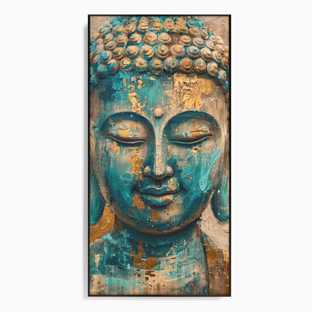 Leinwand Leinwand Wandkunst Premium LuxCanva® I134, Türkis Geist, Buddha, Zen, Meditation, Ruhe, Harmonie, Mystik, Emotion, innerer Frieden, Wiedergeburt, Malerei, Kunst, Wohnen, Schlafzimmer