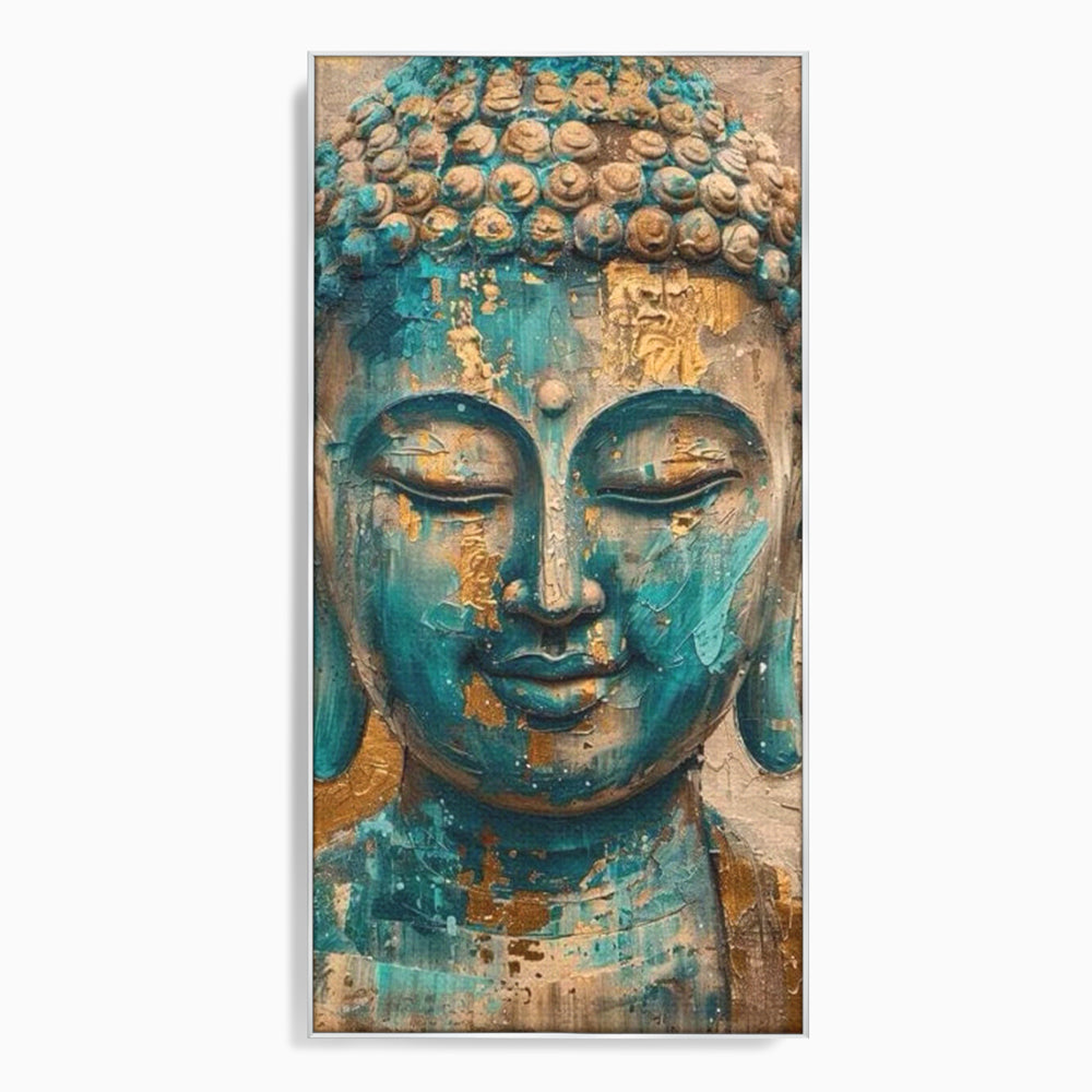 Leinwand Leinwand Wandkunst Premium LuxCanva® I134, Türkis Geist, Buddha, Zen, Meditation, Ruhe, Harmonie, Mystik, Emotion, innerer Frieden, Wiedergeburt, Malerei, Kunst, Wohnen, Schlafzimmer