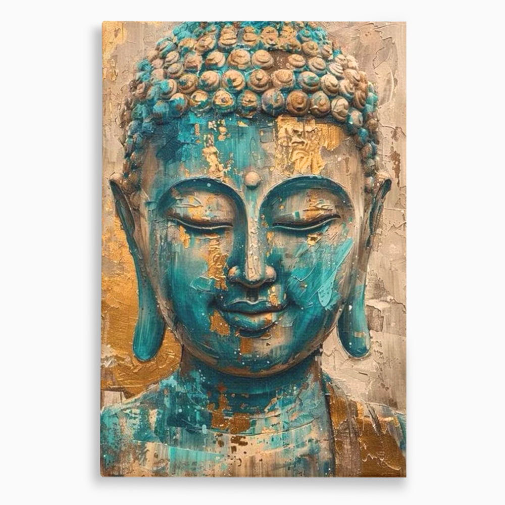 Leinwand Leinwand Wandkunst Premium LuxCanva® I134, Türkis Geist, Buddha, Zen, Meditation, Ruhe, Harmonie, Mystik, Emotion, innerer Frieden, Wiedergeburt, Malerei, Kunst, Wohnen, Schlafzimmer