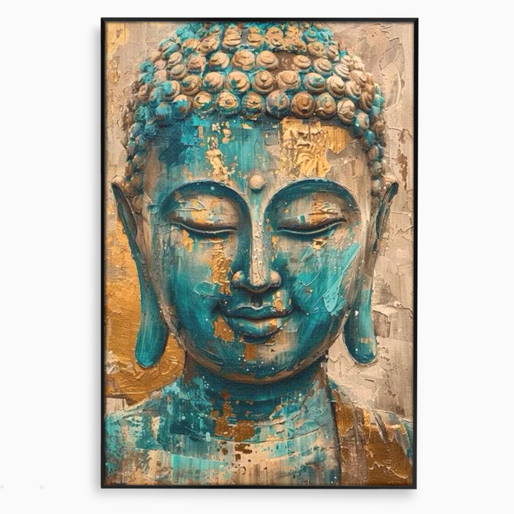 Leinwand Leinwand Wandkunst Premium LuxCanva® I134, Türkis Geist, Buddha, Zen, Meditation, Ruhe, Harmonie, Mystik, Emotion, innerer Frieden, Wiedergeburt, Malerei, Kunst, Wohnen, Schlafzimmer