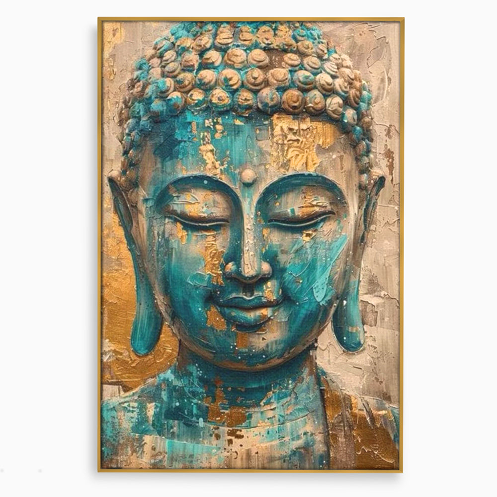 Leinwand Leinwand Wandkunst Premium LuxCanva® I134, Türkis Geist, Buddha, Zen, Meditation, Ruhe, Harmonie, Mystik, Emotion, innerer Frieden, Wiedergeburt, Malerei, Kunst, Wohnen, Schlafzimmer