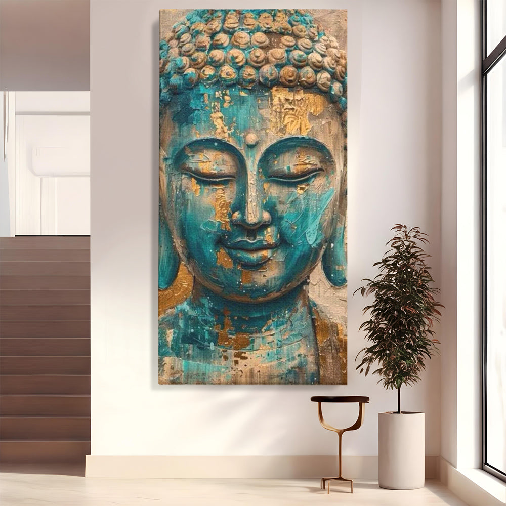 Leinwand Leinwand Wandkunst Premium LuxCanva® I134, Türkis Geist, Buddha, Zen, Meditation, Ruhe, Harmonie, Mystik, Emotion, innerer Frieden, Wiedergeburt, Malerei, Kunst, Wohnen, Schlafzimmer