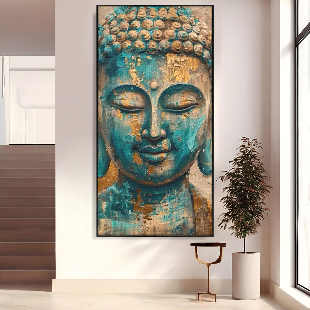 Leinwand Leinwand Wandkunst Premium LuxCanva® I134, Türkis Geist, Buddha, Zen, Meditation, Ruhe, Harmonie, Mystik, Emotion, innerer Frieden, Wiedergeburt, Malerei, Kunst, Wohnen, Schlafzimmer