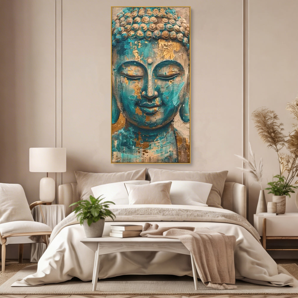 Leinwand Leinwand Wandkunst Premium LuxCanva® I134, Türkis Geist, Buddha, Zen, Meditation, Ruhe, Harmonie, Mystik, Emotion, innerer Frieden, Wiedergeburt, Malerei, Kunst, Wohnen, Schlafzimmer