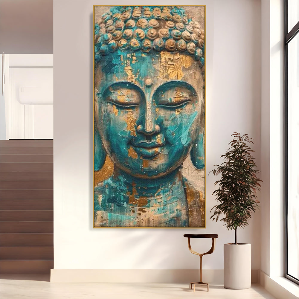 Leinwand Leinwand Wandkunst Premium LuxCanva® I134, Türkis Geist, Buddha, Zen, Meditation, Ruhe, Harmonie, Mystik, Emotion, innerer Frieden, Wiedergeburt, Malerei, Kunst, Wohnen, Schlafzimmer