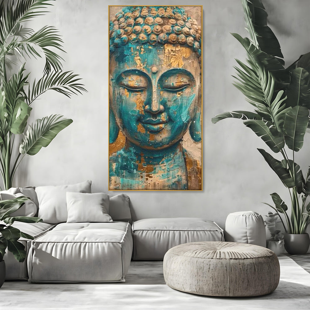 Leinwand Leinwand Wandkunst Premium LuxCanva® I134, Türkis Geist, Buddha, Zen, Meditation, Ruhe, Harmonie, Mystik, Emotion, innerer Frieden, Wiedergeburt, Malerei, Kunst, Wohnen, Schlafzimmer