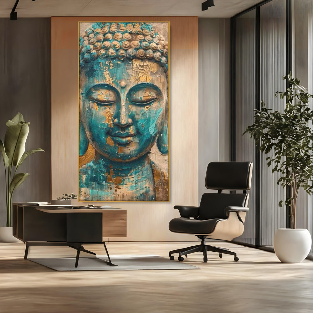 Leinwand Leinwand Wandkunst Premium LuxCanva® I134, Türkis Geist, Buddha, Zen, Meditation, Ruhe, Harmonie, Mystik, Emotion, innerer Frieden, Wiedergeburt, Malerei, Kunst, Wohnen, Schlafzimmer