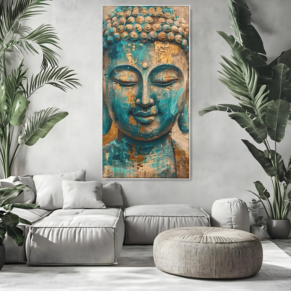 Leinwand Leinwand Wandkunst Premium LuxCanva® I134, Türkis Geist, Buddha, Zen, Meditation, Ruhe, Harmonie, Mystik, Emotion, innerer Frieden, Wiedergeburt, Malerei, Kunst, Wohnen, Schlafzimmer
