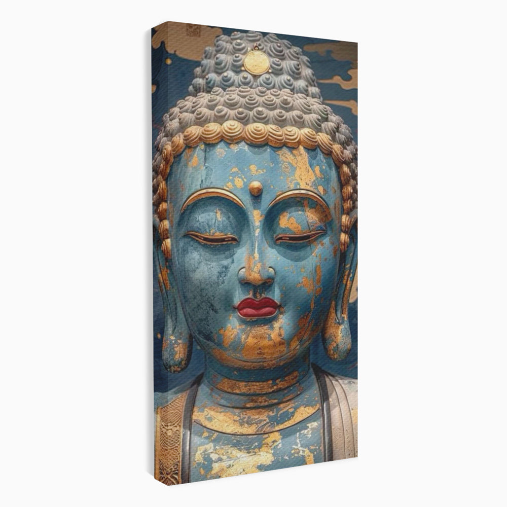 Tablou Canvas Premium LuxCanva® I135, Zeita Echilibrului Interior, Buddha, Zen, Spiritualitate, Meditatie, Contemplare, Transformare, Arta, Buze Rosii, Living, Dormitor