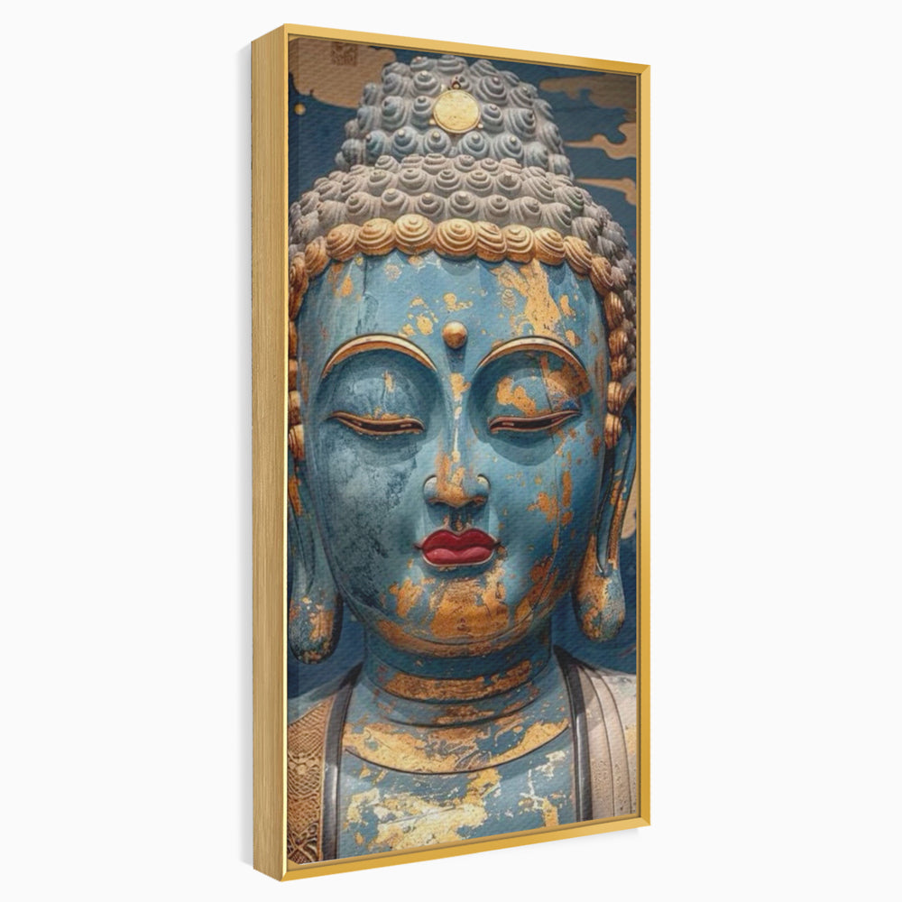 Tablou Canvas Premium LuxCanva® I135, Zeita Echilibrului Interior, Buddha, Zen, Spiritualitate, Meditatie, Contemplare, Transformare, Arta, Buze Rosii, Living, Dormitor