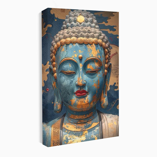 Tablou Canvas Premium LuxCanva® I135, Zeita Echilibrului Interior, Buddha, Zen, Spiritualitate, Meditatie, Contemplare, Transformare, Arta, Buze Rosii, Living, Dormitor