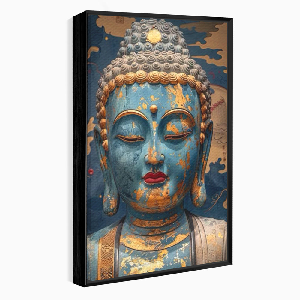 Tablou Canvas Premium LuxCanva® I135, Zeita Echilibrului Interior, Buddha, Zen, Spiritualitate, Meditatie, Contemplare, Transformare, Arta, Buze Rosii, Living, Dormitor