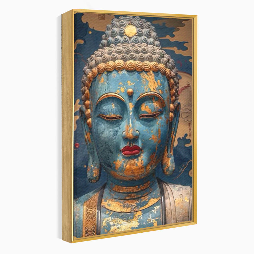 Tablou Canvas Premium LuxCanva® I135, Zeita Echilibrului Interior, Buddha, Zen, Spiritualitate, Meditatie, Contemplare, Transformare, Arta, Buze Rosii, Living, Dormitor