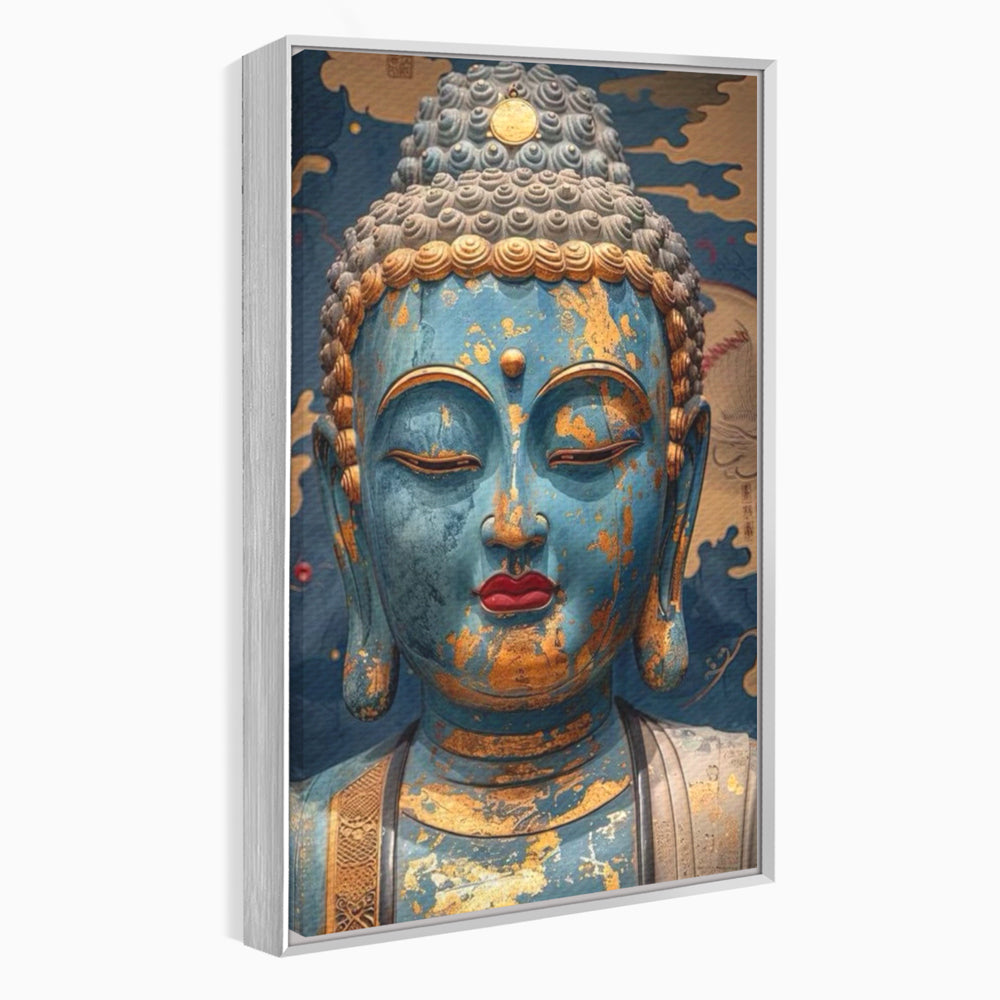 Tablou Canvas Premium LuxCanva® I135, Zeita Echilibrului Interior, Buddha, Zen, Spiritualitate, Meditatie, Contemplare, Transformare, Arta, Buze Rosii, Living, Dormitor