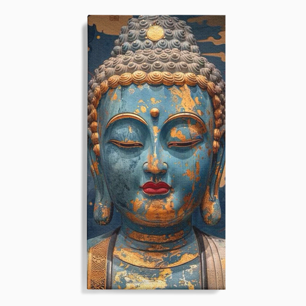 Tablou Canvas Premium LuxCanva® I135, Zeita Echilibrului Interior, Buddha, Zen, Spiritualitate, Meditatie, Contemplare, Transformare, Arta, Buze Rosii, Living, Dormitor
