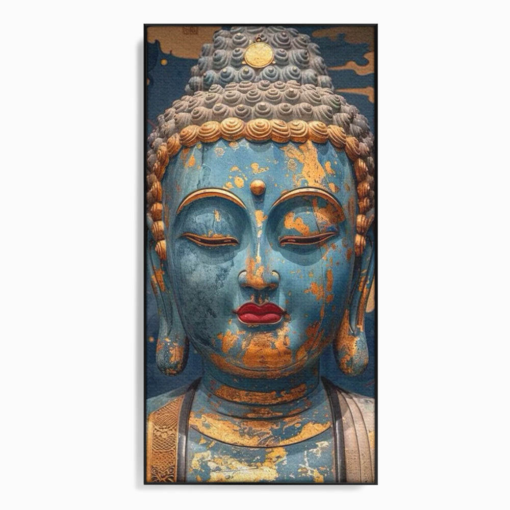 Tablou Canvas Premium LuxCanva® I135, Zeita Echilibrului Interior, Buddha, Zen, Spiritualitate, Meditatie, Contemplare, Transformare, Arta, Buze Rosii, Living, Dormitor