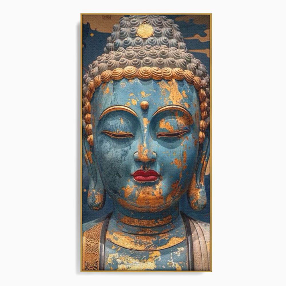 Tablou Canvas Premium LuxCanva® I135, Zeita Echilibrului Interior, Buddha, Zen, Spiritualitate, Meditatie, Contemplare, Transformare, Arta, Buze Rosii, Living, Dormitor