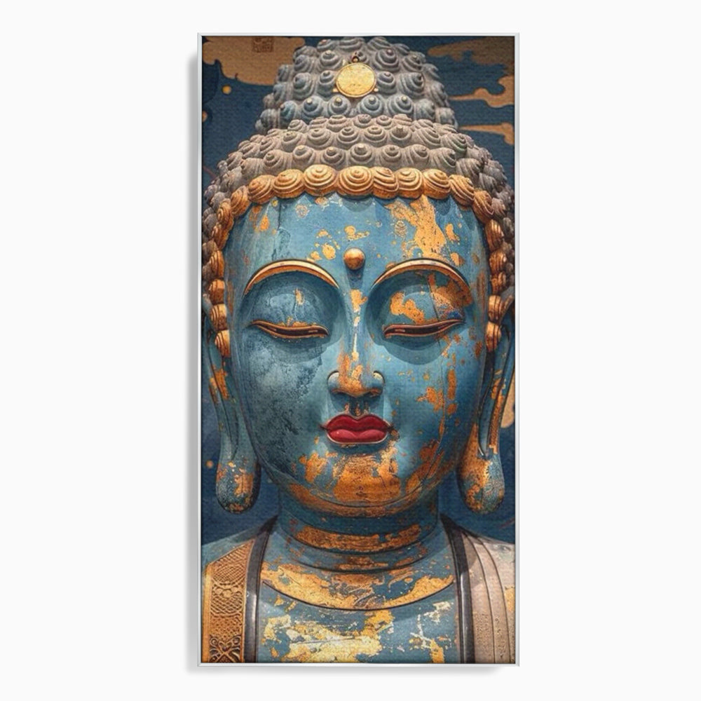 Tablou Canvas Premium LuxCanva® I135, Zeita Echilibrului Interior, Buddha, Zen, Spiritualitate, Meditatie, Contemplare, Transformare, Arta, Buze Rosii, Living, Dormitor