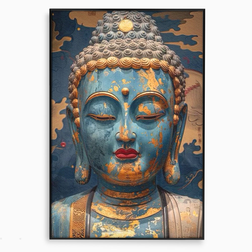 Tablou Canvas Premium LuxCanva® I135, Zeita Echilibrului Interior, Buddha, Zen, Spiritualitate, Meditatie, Contemplare, Transformare, Arta, Buze Rosii, Living, Dormitor