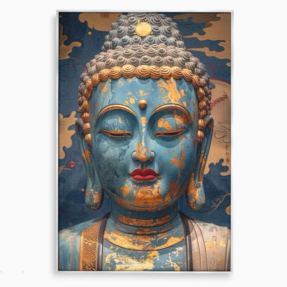 Tablou Canvas Premium LuxCanva® I135, Zeita Echilibrului Interior, Buddha, Zen, Spiritualitate, Meditatie, Contemplare, Transformare, Arta, Buze Rosii, Living, Dormitor