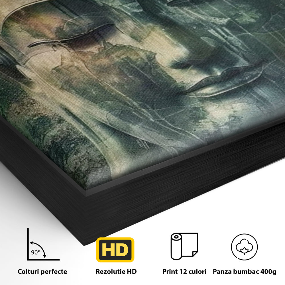 Leinwand Canvas Wandkunst Premium LuxCanva® I136, Meditative Essenz, Buddha, Zen, Meditation, Stille, Spiritualität, Emotion, Natur, Harmonie, Urne, Kunst, Schatten, Wohnen, Schlafzimmer