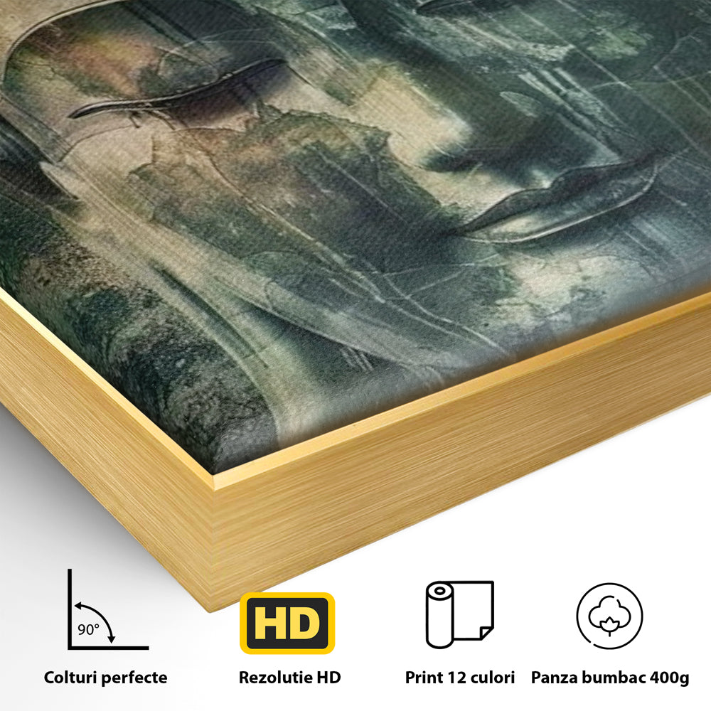 Leinwand Canvas Wandkunst Premium LuxCanva® I136, Meditative Essenz, Buddha, Zen, Meditation, Stille, Spiritualität, Emotion, Natur, Harmonie, Urne, Kunst, Schatten, Wohnen, Schlafzimmer