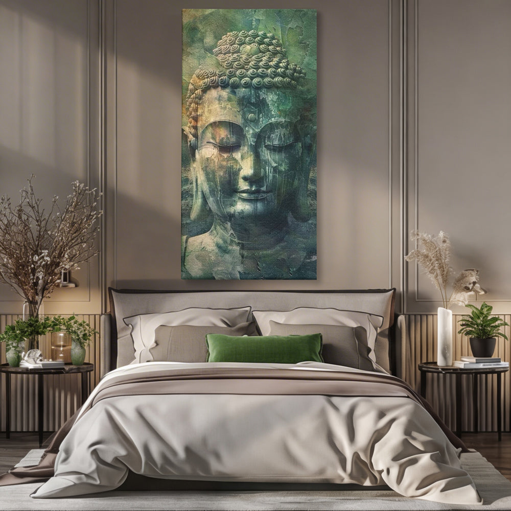 Leinwand Canvas Wandkunst Premium LuxCanva® I136, Meditative Essenz, Buddha, Zen, Meditation, Stille, Spiritualität, Emotion, Natur, Harmonie, Urne, Kunst, Schatten, Wohnen, Schlafzimmer